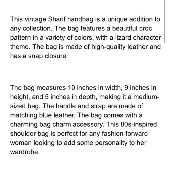 Sharif Vintage Leather Croc Patchwork Embossed 80s crossbody Bag - Picture 5 of 10